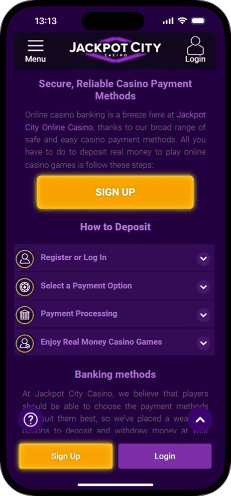 Jackpot City Casino Payments